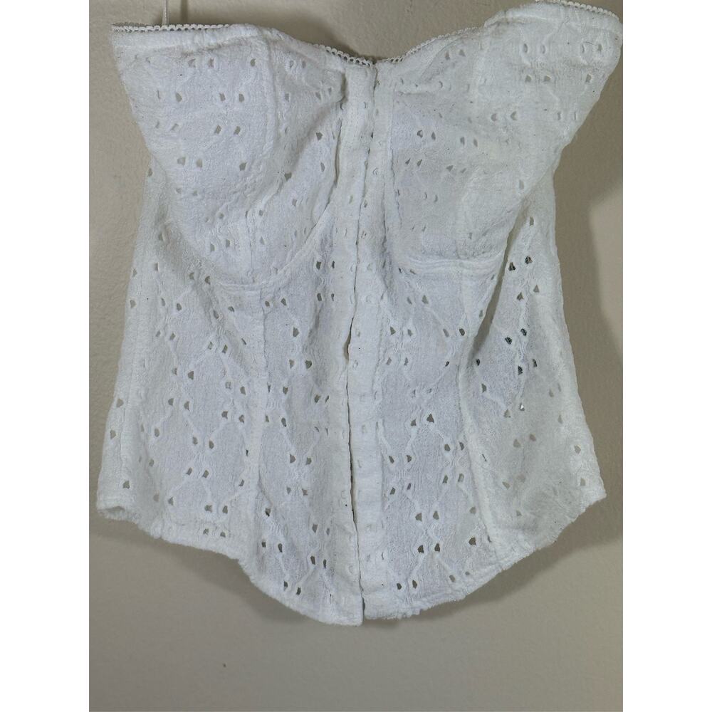 H&M White Eyelet Corset Top W Coquette Cottagecore Bustier
